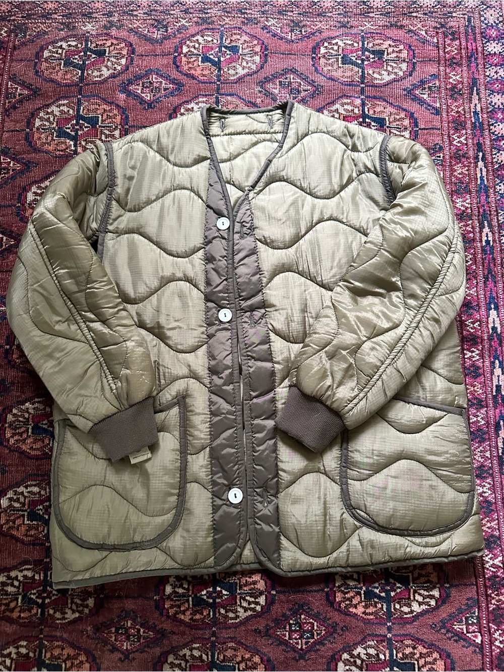 Vintage military quilted jacket with buttons